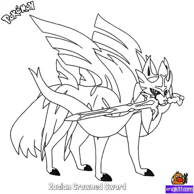 Free printable Zacian Crowned Sword Coloring Page - Free Printable Pokemon Coloring Sheets coloring page